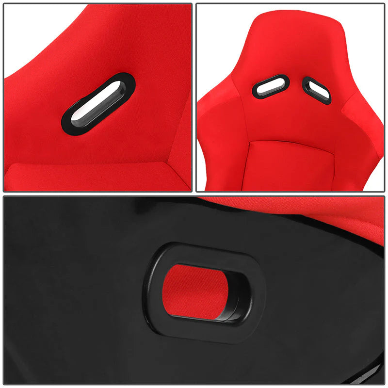 2Pcs Red Woven Fabric Position Racing Seats Universal