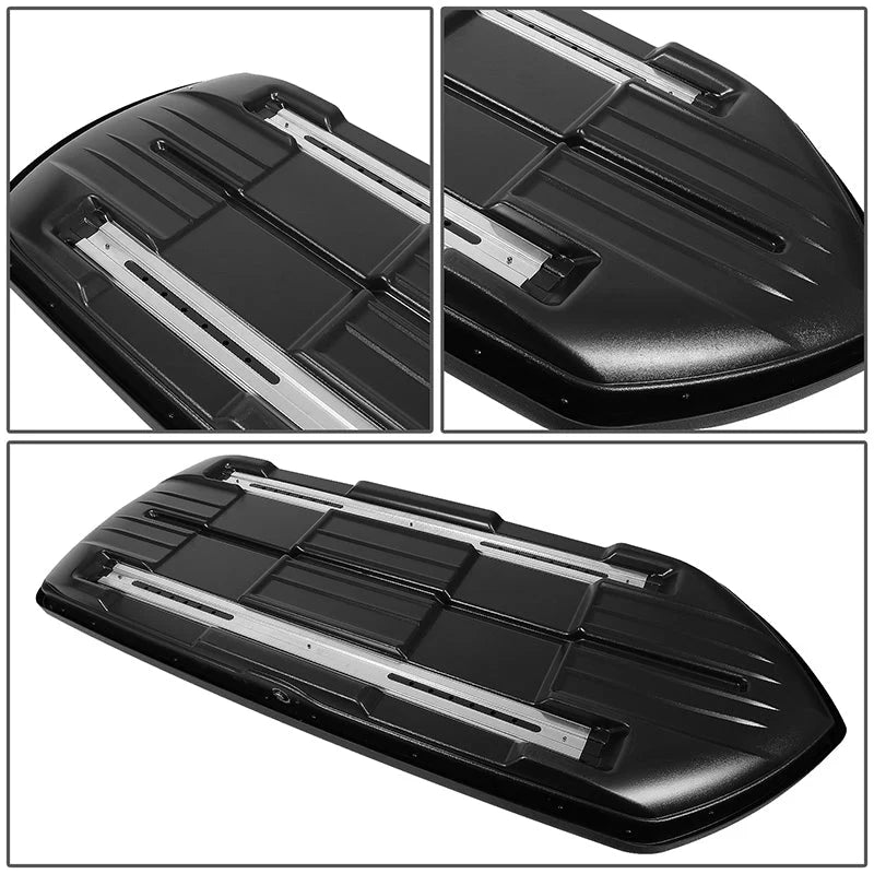 Black Roof Lockable Cargo Box w/Key Mounting Brackets Fits model w/ Roof Rails Only