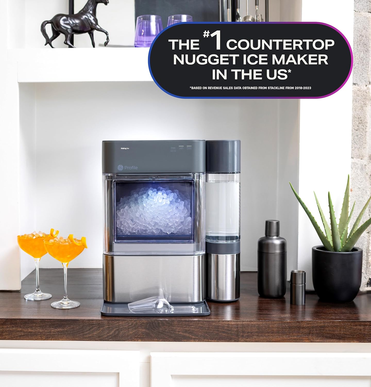2026 GE Profile Opal 2.0 with 0.75 Gallon Tank, Chewable Crunchable Countertop Nugget Ice Maker, Scoop included, 38 lbs in 24 hours, Pellet Ice Machine with WiFi & Smart Connected, Stainless Steel