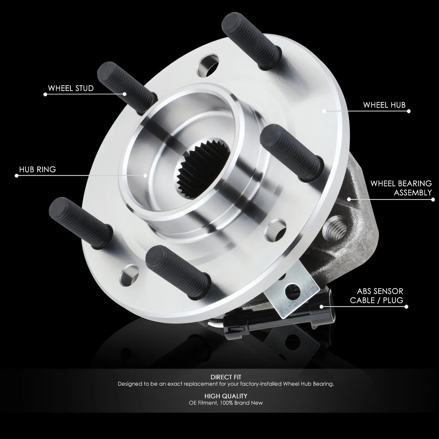 Front Left or Right Side Wheel Bearing & Hub Assembly 97-04 Chevy S10, GMC Sonoma, 97-05 Blazer, Jimmy