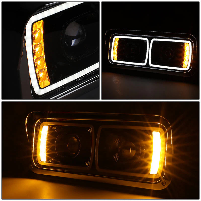 LED DRL Halo Headlights 86-07 Kenworth T600A Peterbilt 378 379