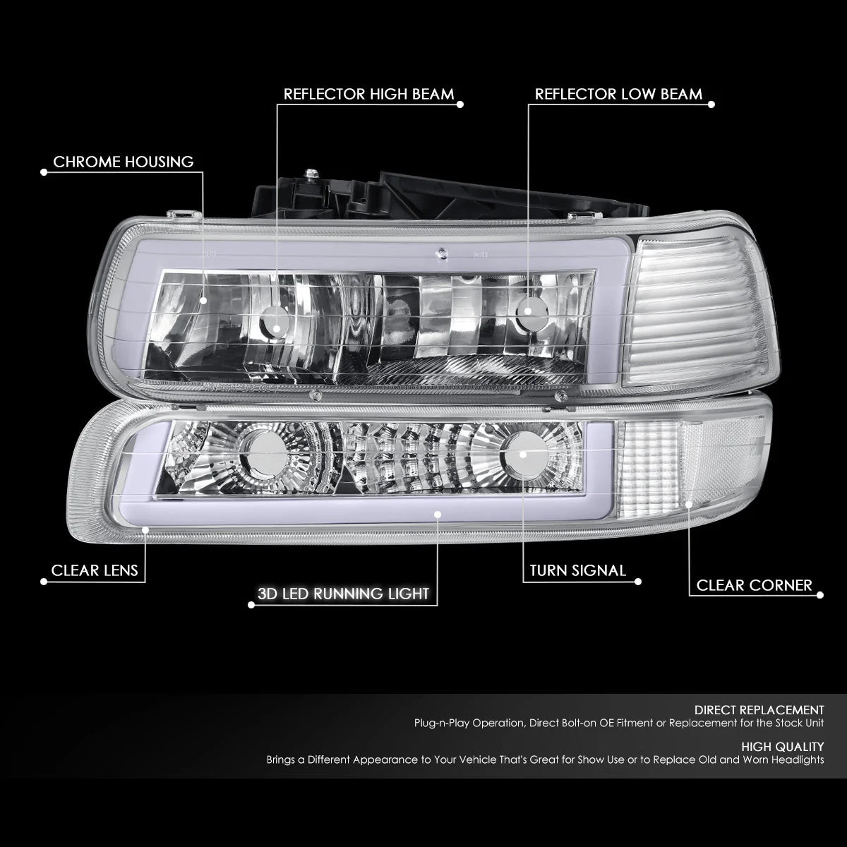 LED DRL Headlights 99-06 Chevy Silverado / Suburban 1500-3500