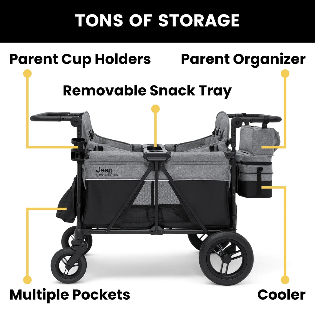 2026 Jeep Wrangler Deluxe 4 Seater Stroller Wagon by Delta Children
