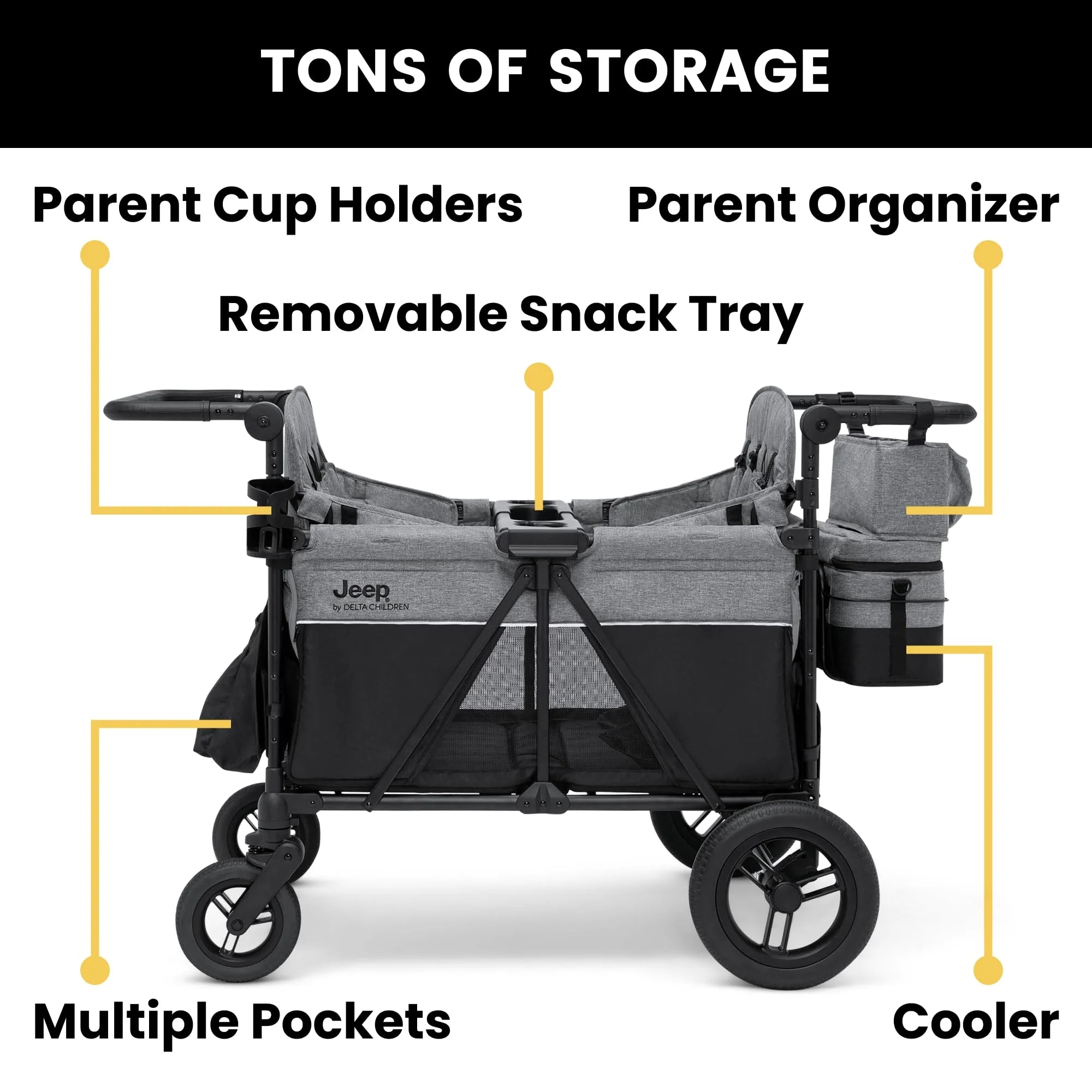 2026 Jeep Wrangler Deluxe 4 Seater Stroller Wagon by Delta Children