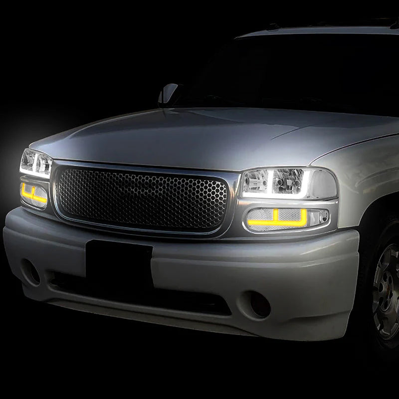 LED DRL Switchback Headlights 01-06 GMC Yukon Sierra 1500 Denali