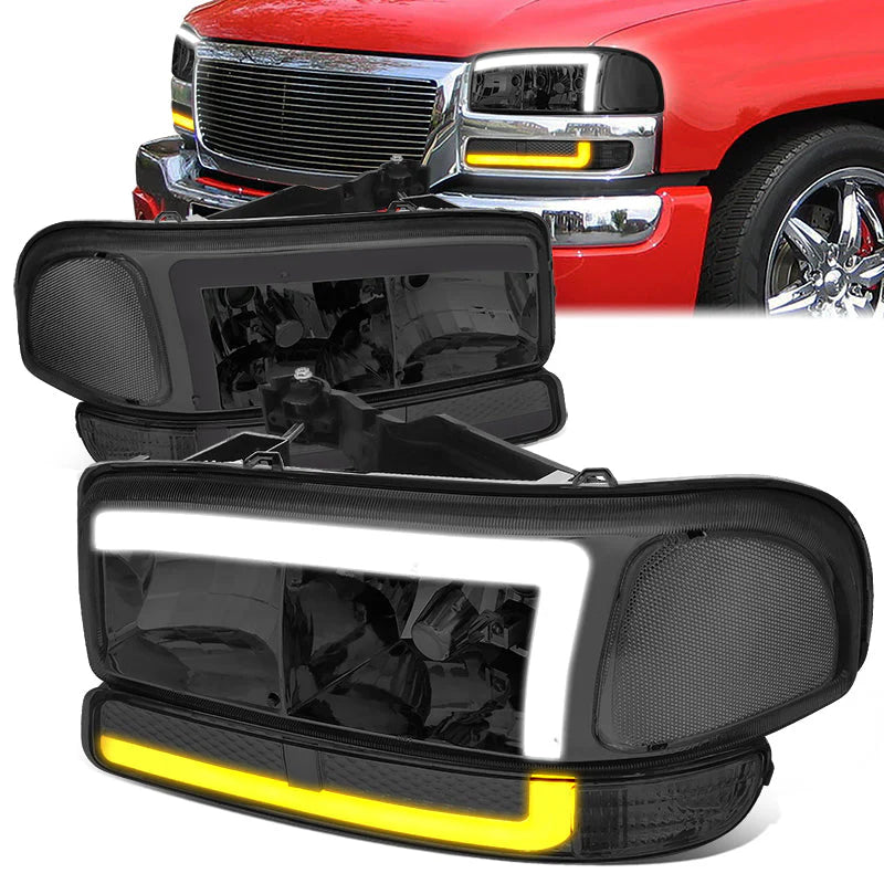LED DRL Switchback Headlights 99-06 GMC Sierra 1500-3500 Yukon