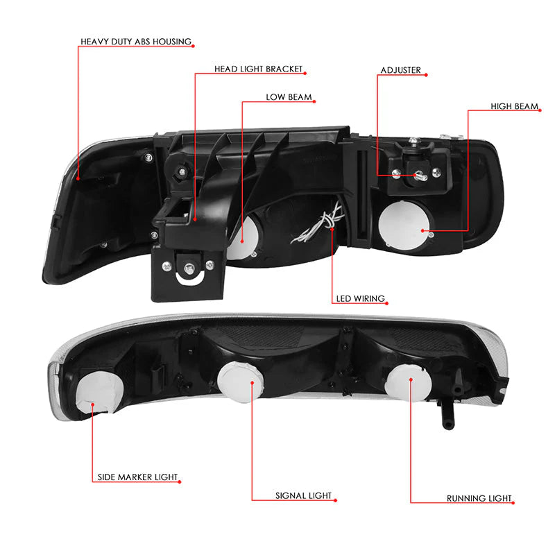 LED DRL Headlights 99-02 Chevy Silverado 1500-3500, 00-06 Suburban 1500 2500 Tahoe