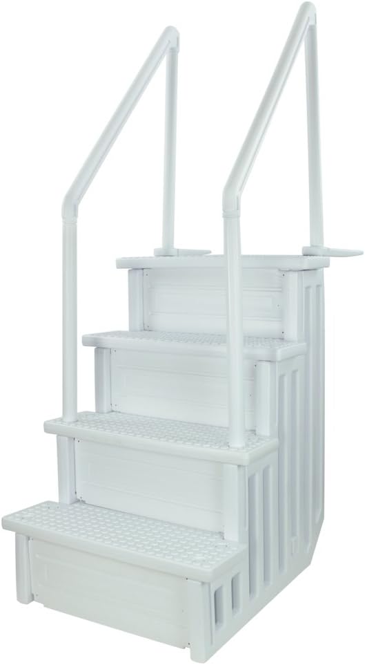 2026 Select Anti-Slip in-Pool Steps | Gray | for Above Ground Swimming Pools | Can Mount to Decks 48′′ to 54′′ H | Safety Stairs Capacity Up to 300 lbs