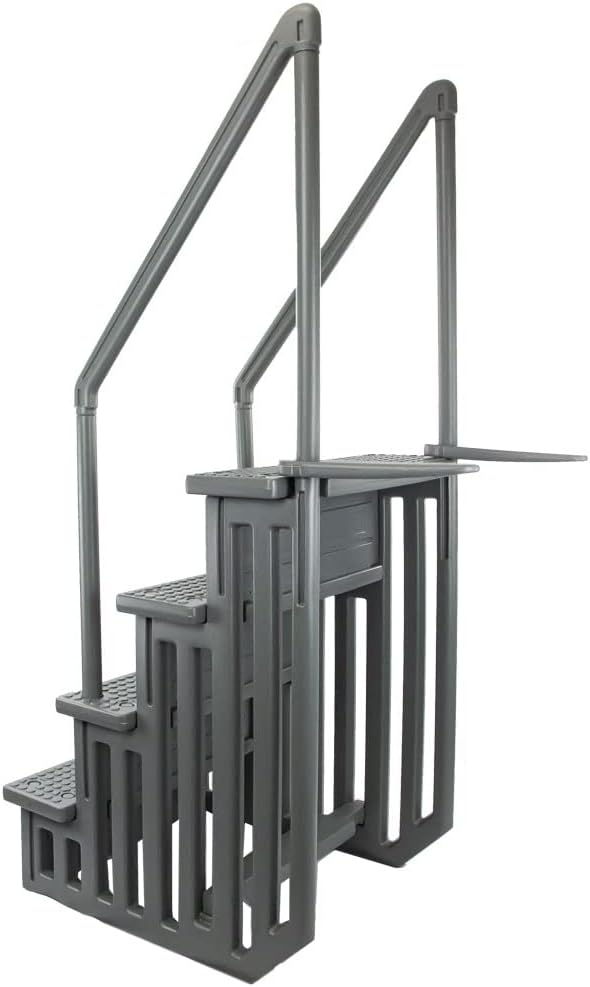 2026 Select Anti-Slip in-Pool Steps | Gray | for Above Ground Swimming Pools | Can Mount to Decks 48′′ to 54′′ H | Safety Stairs Capacity Up to 300 lbs