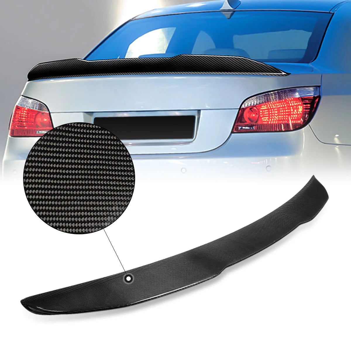 PSM-Style Carbon Fiber Rear Trunk Lid Spoiler 04-10 BMW 5 series E60 Sedan