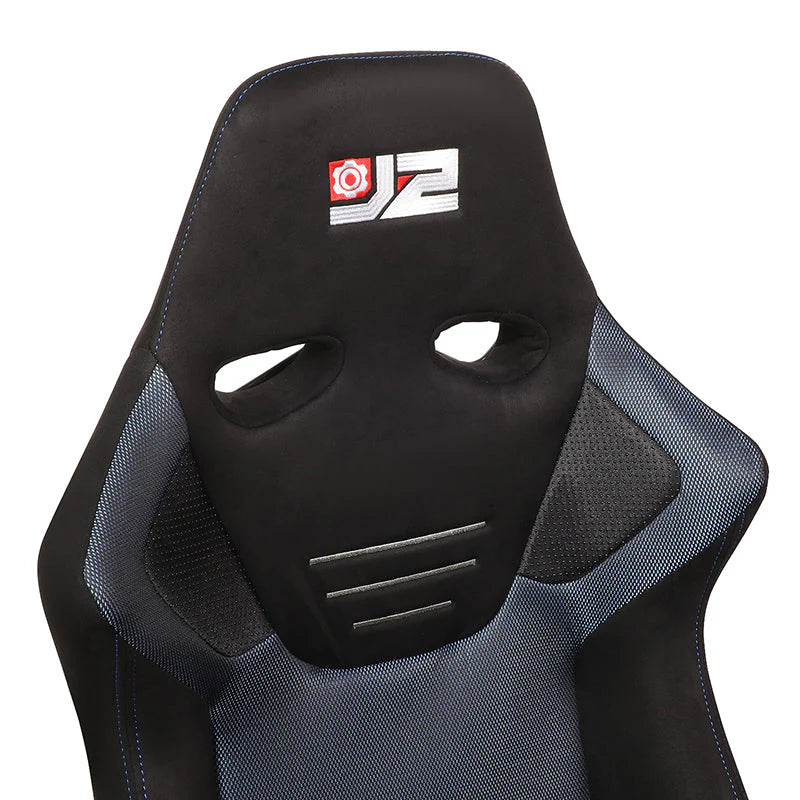 2Pcs Blue Microfiber Suede Reclinable Racing Bucket Seat w/ Sliders Universal