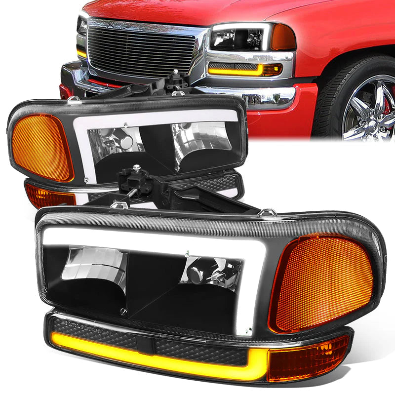LED DRL Switchback Headlights 99-06 GMC Sierra 1500-3500 Yukon