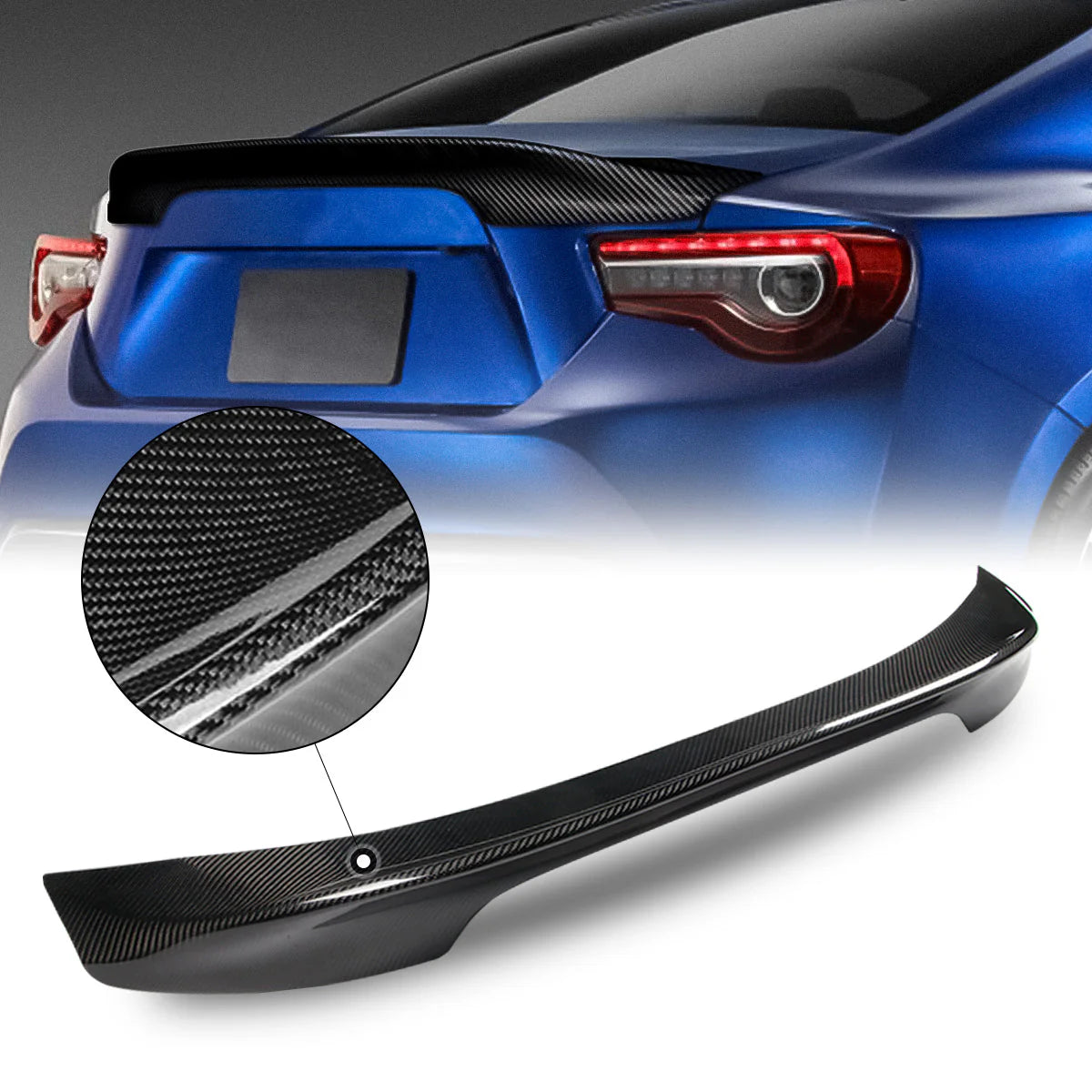 TRD Style Carbon Fiber Rear Trunk Lid Spoiler 13-20 Subaru BRZ, 13-14 Scion FR-S, 17-20 Toyota 86