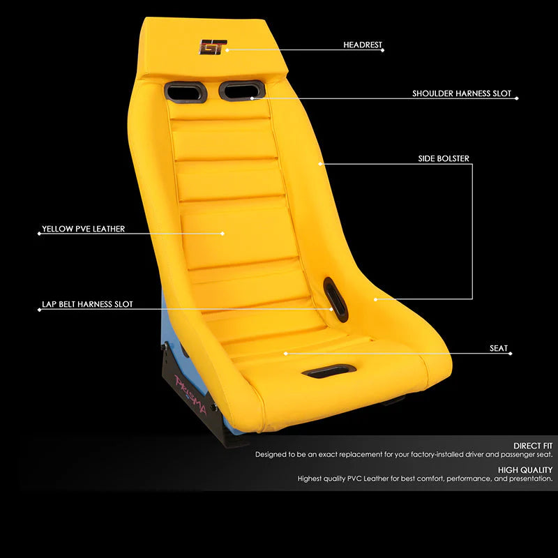 Vegan Leather Racing Bucket Seat Universal