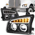 LED DRL Halo Sequential Projector Headlights 19-22 Kenworth T880