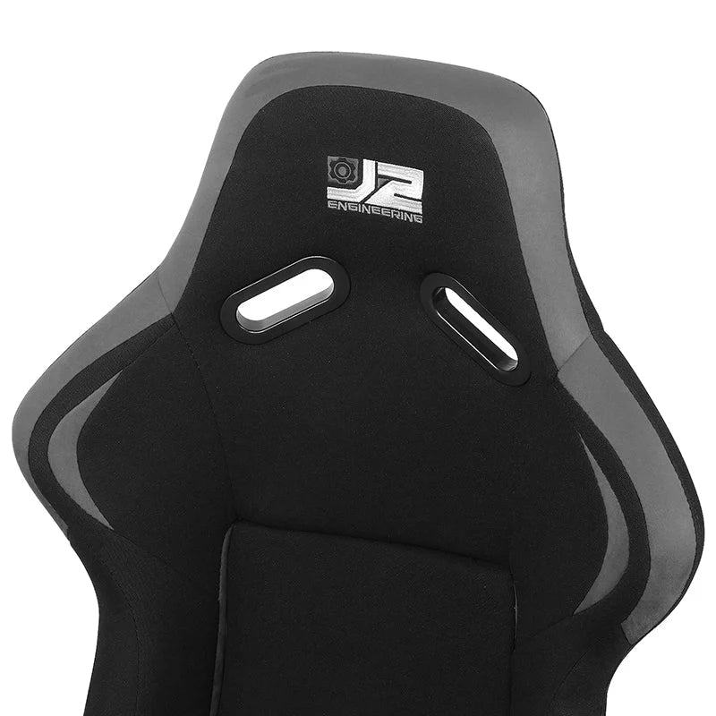 2 Pcs Grey Fabric Bucket Racing Seats w/ Mount Brackets & Sliders Fits model w/ Aftermarket Seat Brackets