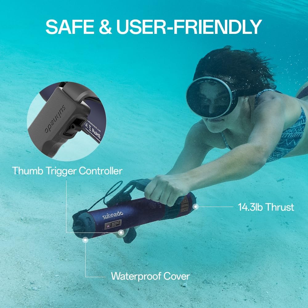 2026 Waydoo Subnado Underwater Scooter Lite, Water Sports Diving Scooter with Removable Handle, Compact and Portable Water Scooter for Adults&Kids, Scuba Diving Snorkeling Sea Scooter Multiple Uses, Blue