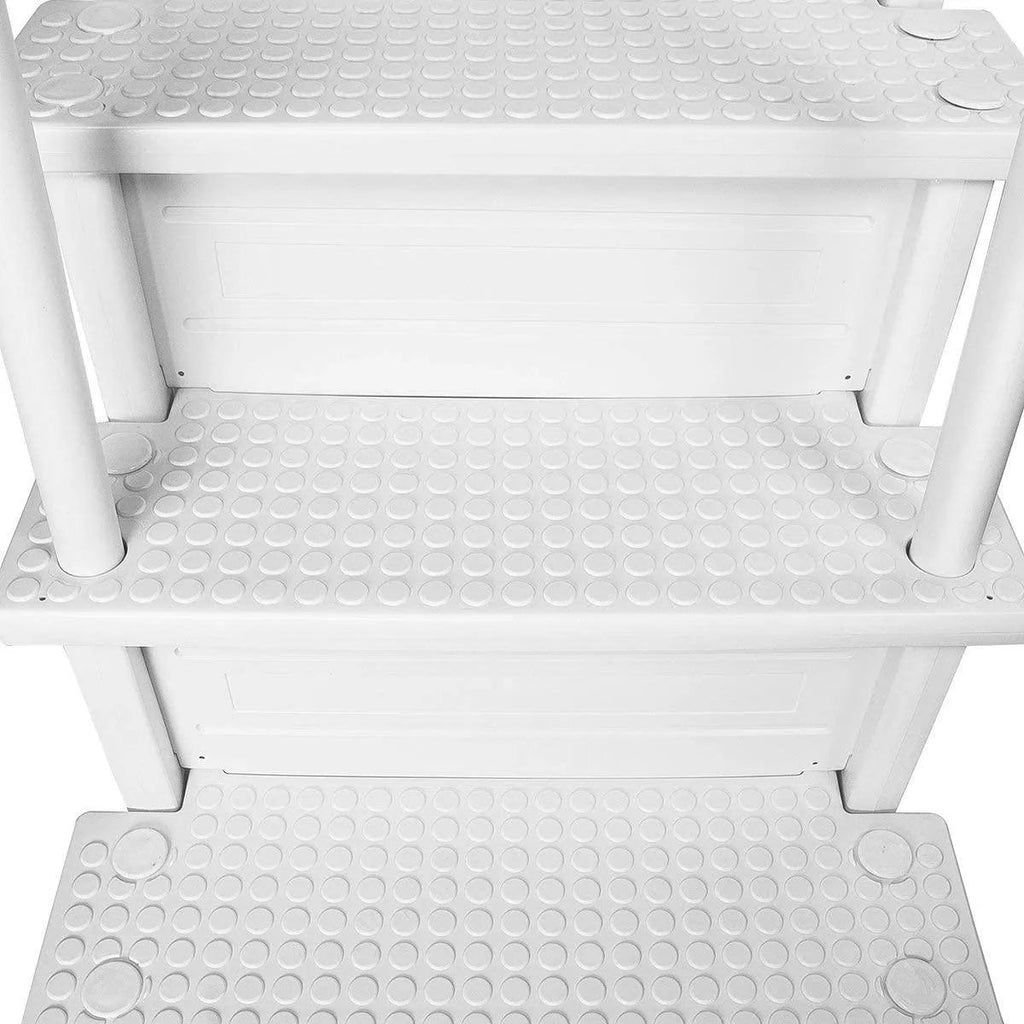 2026 Select Above Ground Anti-Slip Pool Steps to Deck | Safety Swimming Pool Ladder | Designed for Above Ground Swimming Pools | Holds Up to 400 Pounds | White