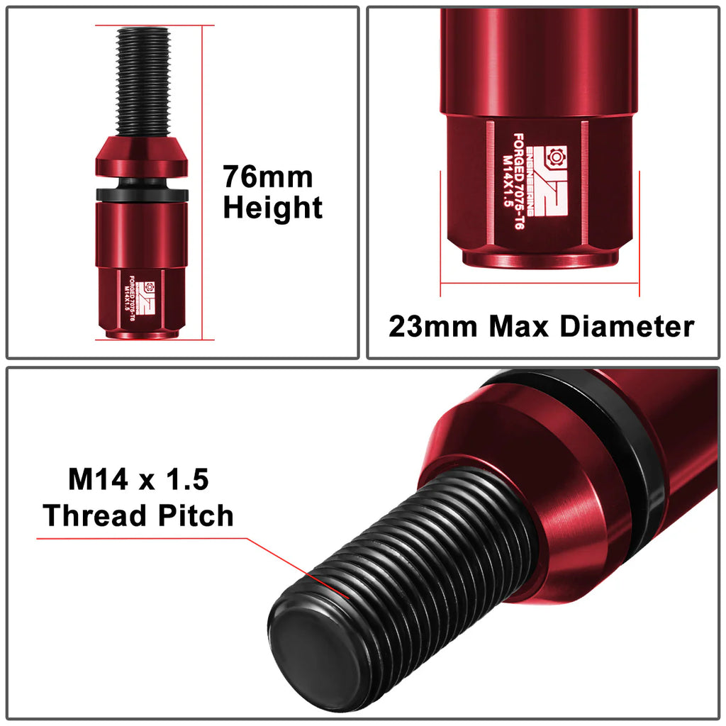 20 Pcs Aluminum M14x1.5 Thread Pitch Lug Nuts W/ 4 or 5 Lug M14x1.5 Thread