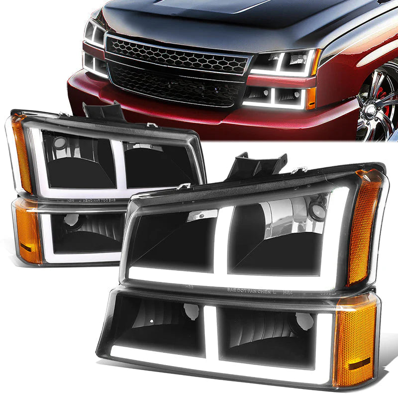 LED DRL Headlights 03-06 Chevy Avalanche Silverado 1500-3500 / HD