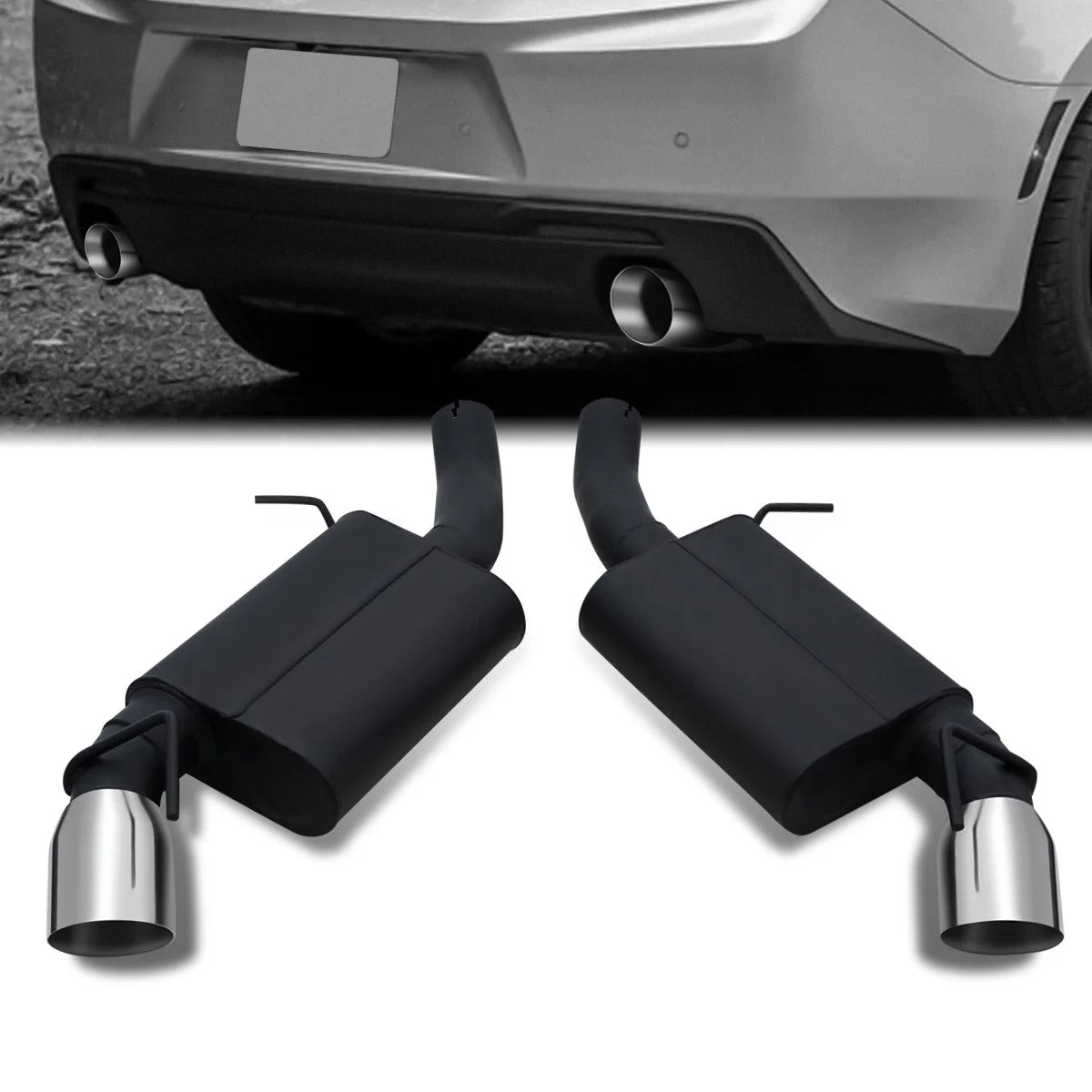 Axle-Back Exhaust System w/4 in. OD Stainless Steel Muffler Tip 16-19 Chevy Camaro SS 6.2L