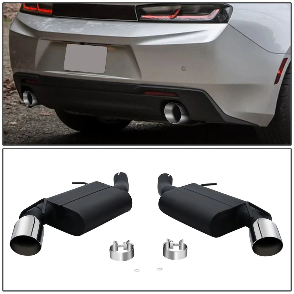 Axle-Back Exhaust System w/4 in. OD Stainless Steel Muffler Tip 16-19 Chevy Camaro SS 6.2L
