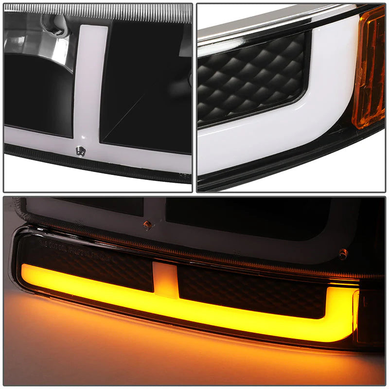 LED DRL Switchback Headlights 99-06 GMC Sierra 1500-3500 Yukon