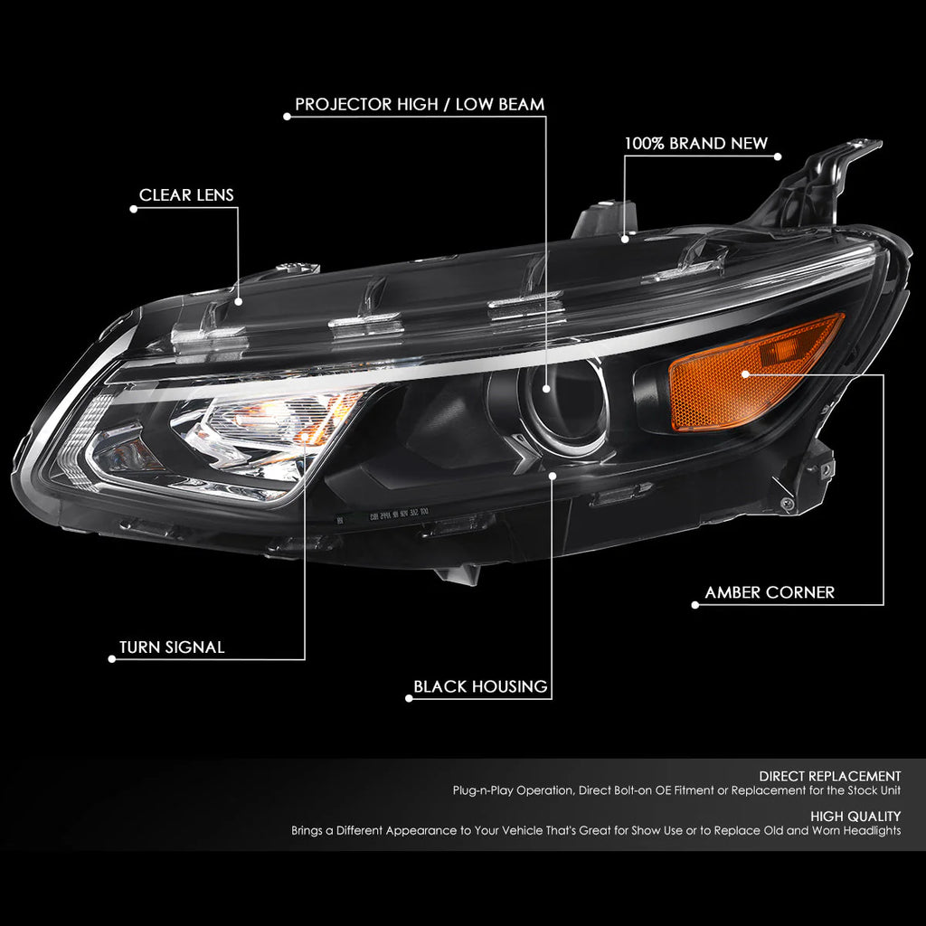Factory Style Projector Headlight (Left) 16-18 Chevy Malibu