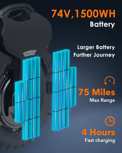 2026 Electric Unicycle, 18′′ Self-Balancing with 3.35′′ Air Suspension, 75-Mile Range, 34 MPH Speed