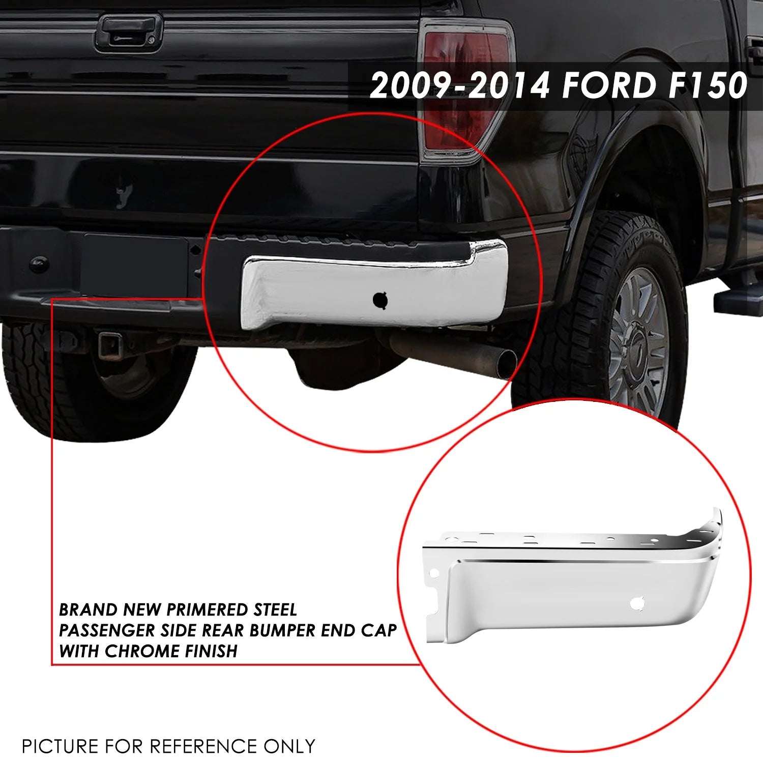 09-14 Ford F-150 Rear Bumper End Cap (Passenger Side) w/ Parking Sensor Holes