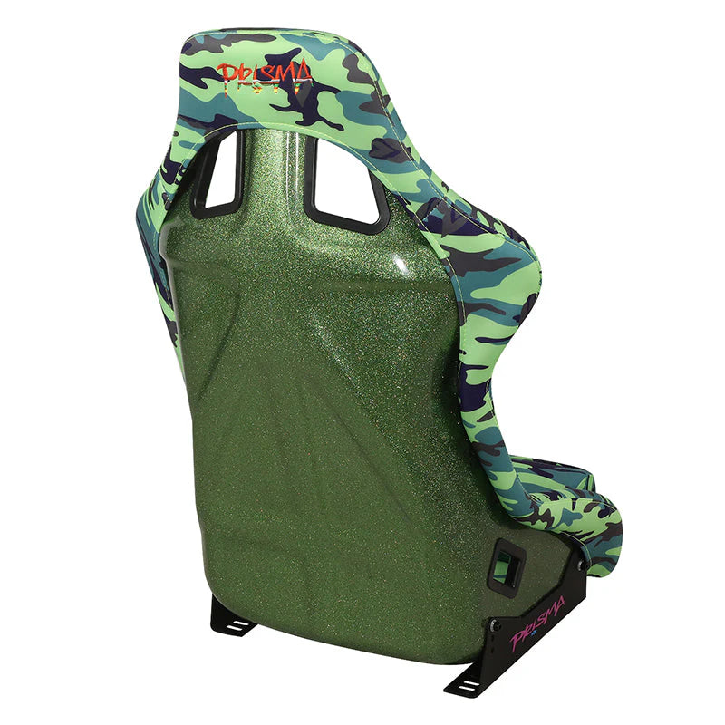 Green Camo Print Vegan Satin Bucket Racing Seat Universal
