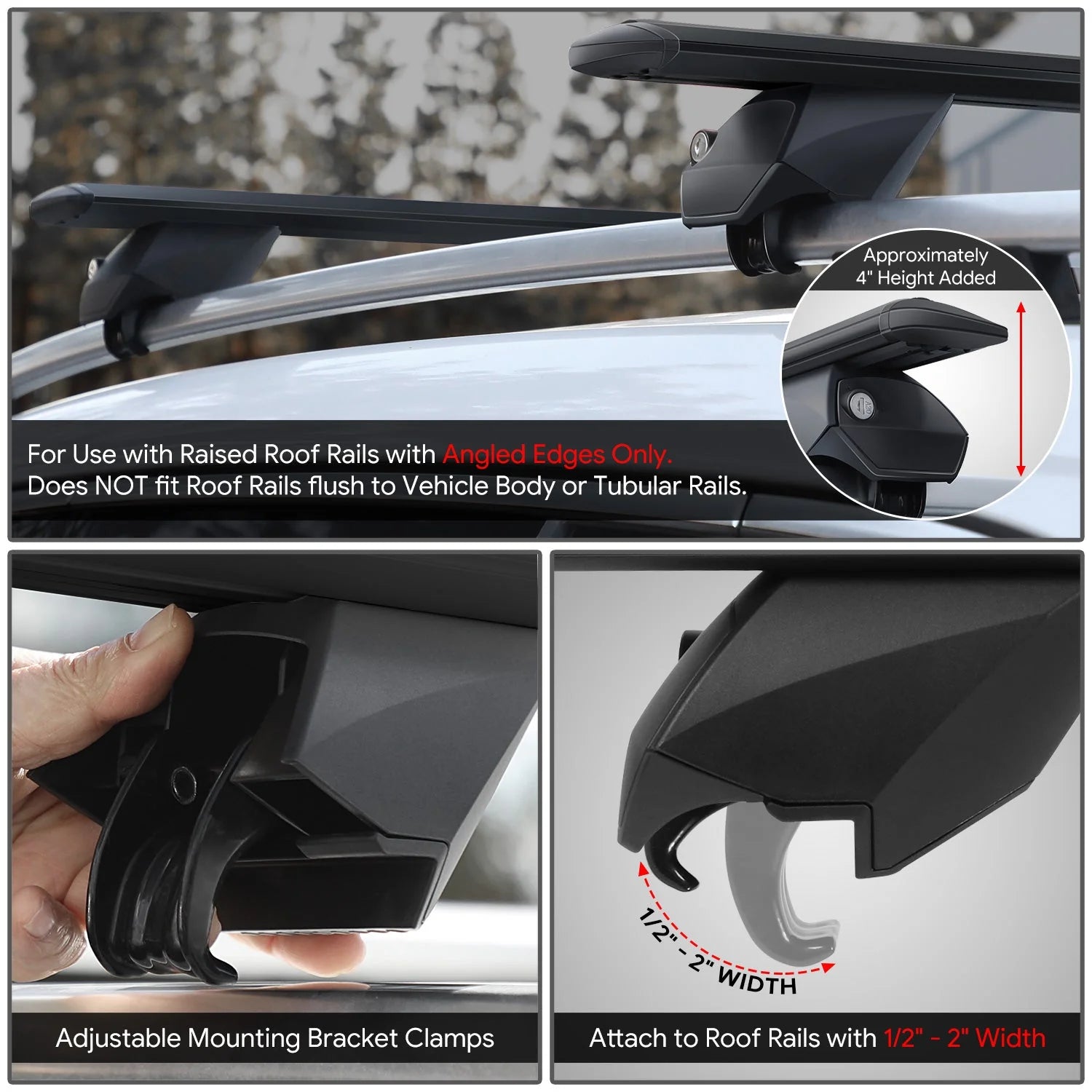 49 in. Adjustable Roof Rack Cargo CarrierCross Bar Fits Vehicles w/ Non Round Roof Rails
