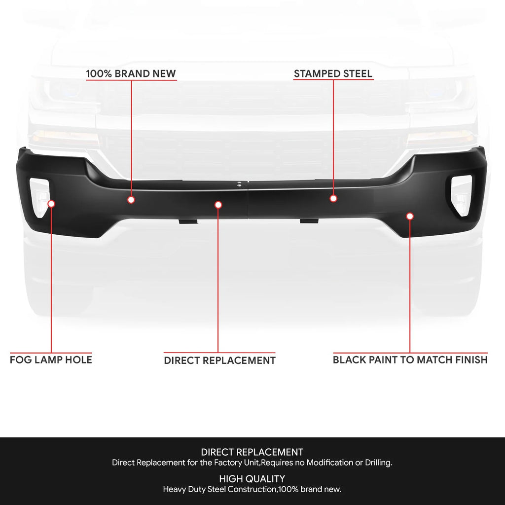 Modular Style Front Bumper (w/Fog Light Holes) 16-19 Chevy Silverado 1500 LD