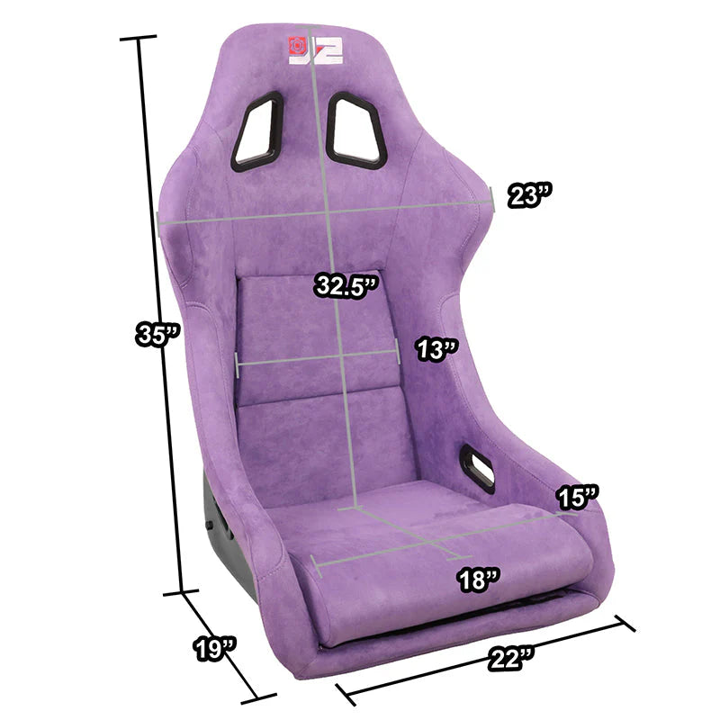 2Pcs Purple Microfiber Suede Style Fabric Large Racing Bucket Seats Universal