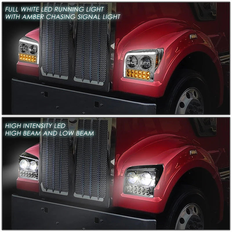 LED DRL Halo Sequential Headlights 19-22 Kenworth W990