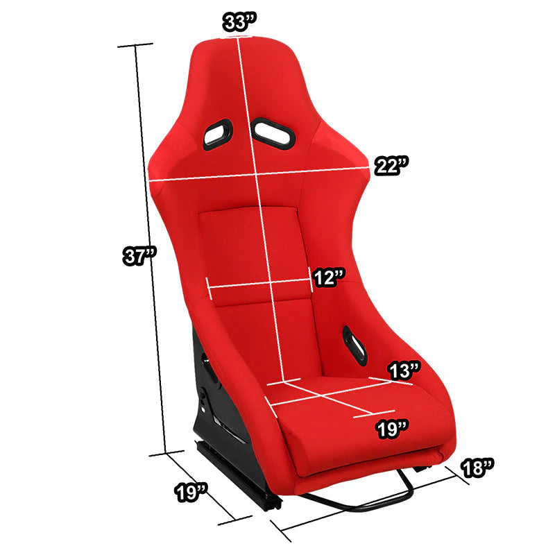2Pcs Red Woven Fabric Position Racing Seats Universal