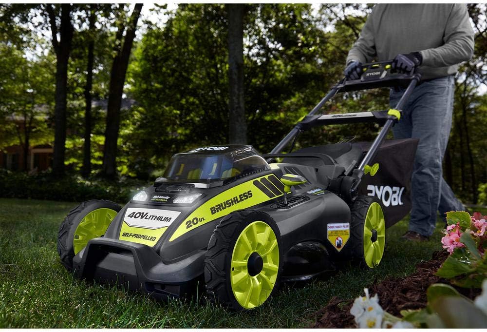 2026 20" RY40190 40-Volt Brushless Lithium-Ion Cordless Battery Self Propelled Lawn Mower with 5.0 Ah Battery and Charger Included
