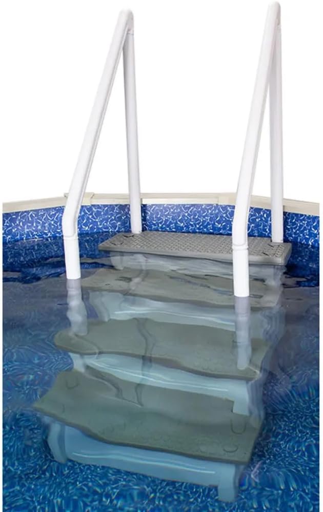 2026 Select Anti-Slip in-Pool Steps | Gray | for Above Ground Swimming Pools | Can Mount to Decks 48′′ to 54′′ H | Safety Stairs Capacity Up to 300 lbs