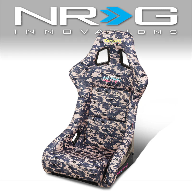 Grey Camo Fiberglass Vegan Satin Bucket Racing Seat Universal