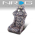 Grey Camo Fiberglass Vegan Satin Bucket Racing Seat Universal