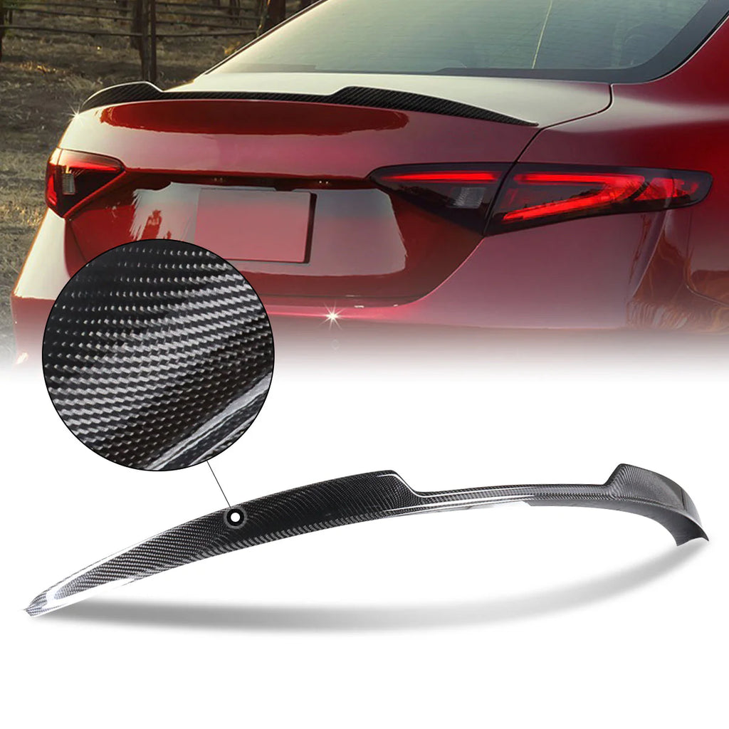 Quadrifoglio Style Carbon Fiber Rear Trunk Lid Spoiler 17-21 Alfa Romero Giulia