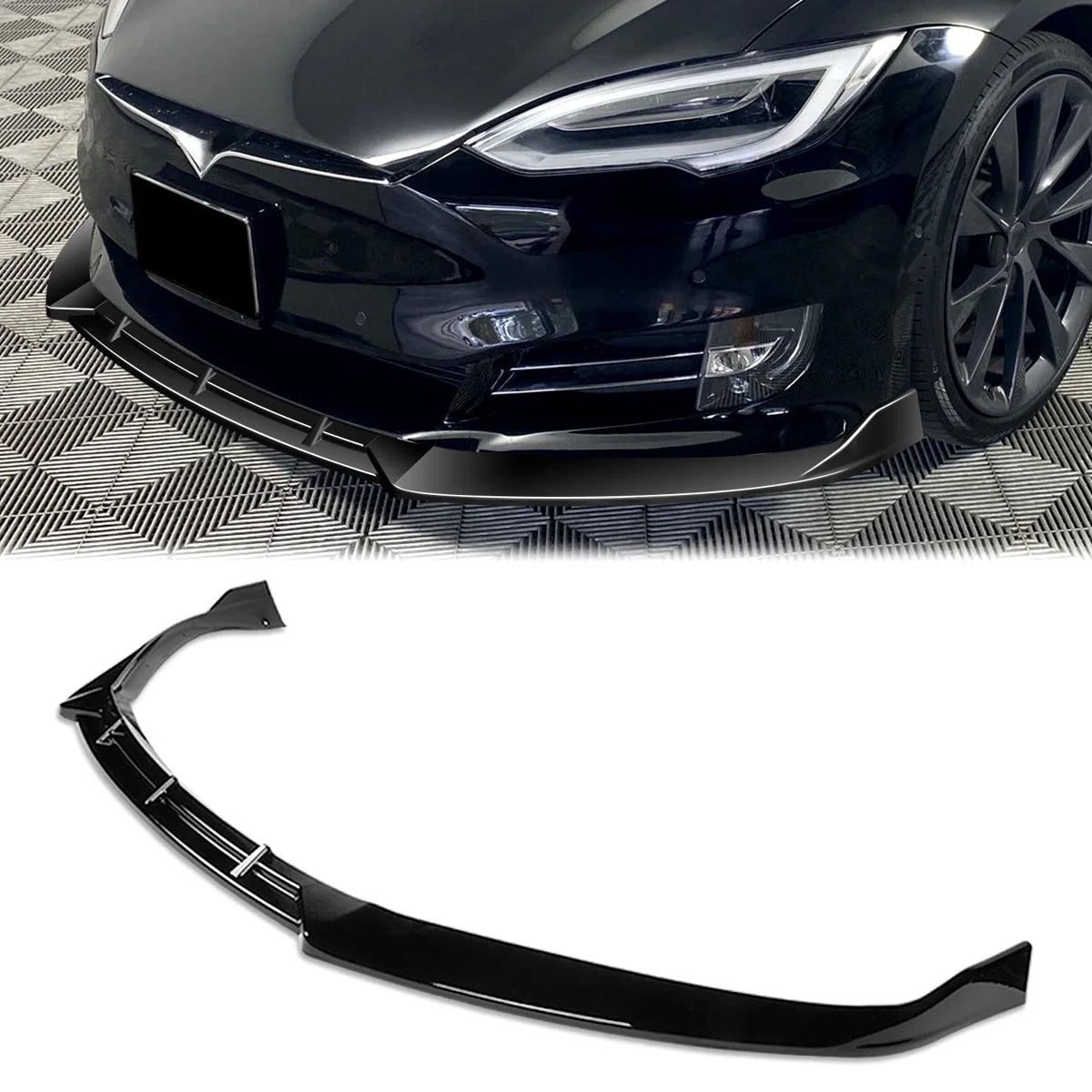 STP-Style Front Bumper Lip 16-20 Tesla Model S