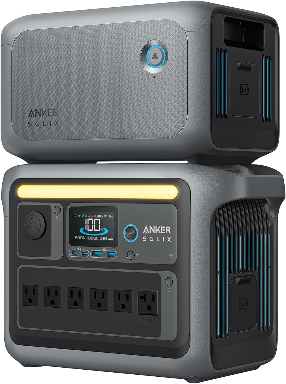 2026 Anker SOLIX C1000 Portable Power Station with 200W Solar Panel, 1800W Solar Generator, 1056wh LFP (LiFePO4) Battery, 6 AC Outlets, Up to 2400W for Home, Power Outages, and Outdoor Camping
