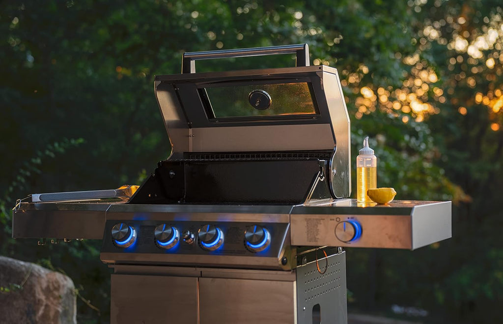 2026 Larger 4-Burner Propane Gas Grills bbq Stainless Steel Heavy-Duty Cabinet Style with Knob Controls Side Burner Mesa 400m
