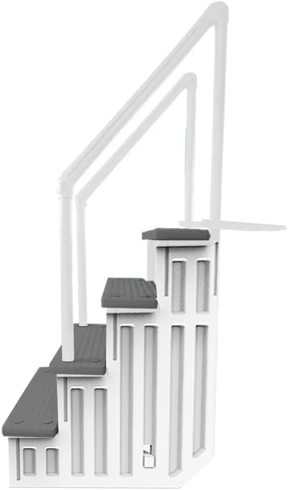 2026 Select Anti-Slip in-Pool Steps | Gray | for Above Ground Swimming Pools | Can Mount to Decks 48′′ to 54′′ H | Safety Stairs Capacity Up to 300 lbs