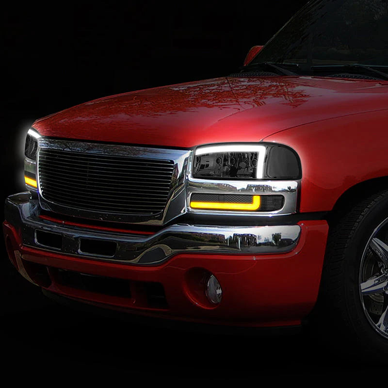 LED DRL Switchback Headlights 99-06 GMC Sierra 1500-3500 Yukon