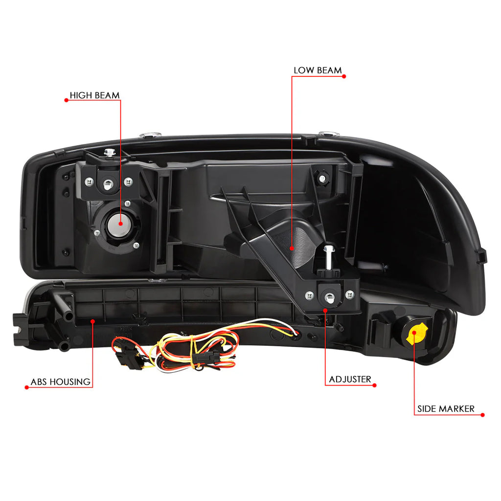 LED DRL Switchback Headlights 99-06 GMC Sierra 1500-3500 Yukon
