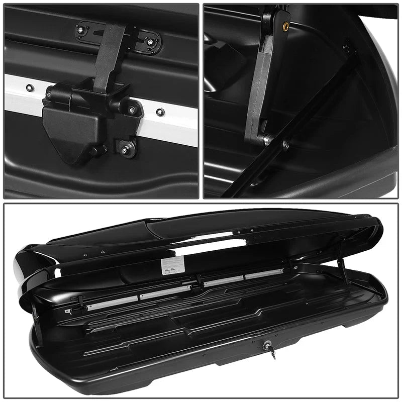 Glossy Roof Lockable Cargo Box w/Key Mounting Brackets Fits model w/ Roof Rails Only