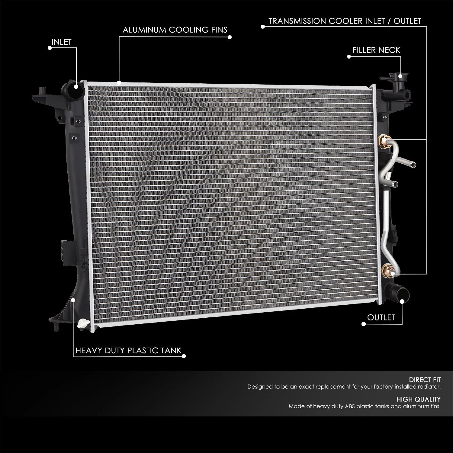 13420 Replacement Radiator 13-14 Hyundai Genesis Coupe AT