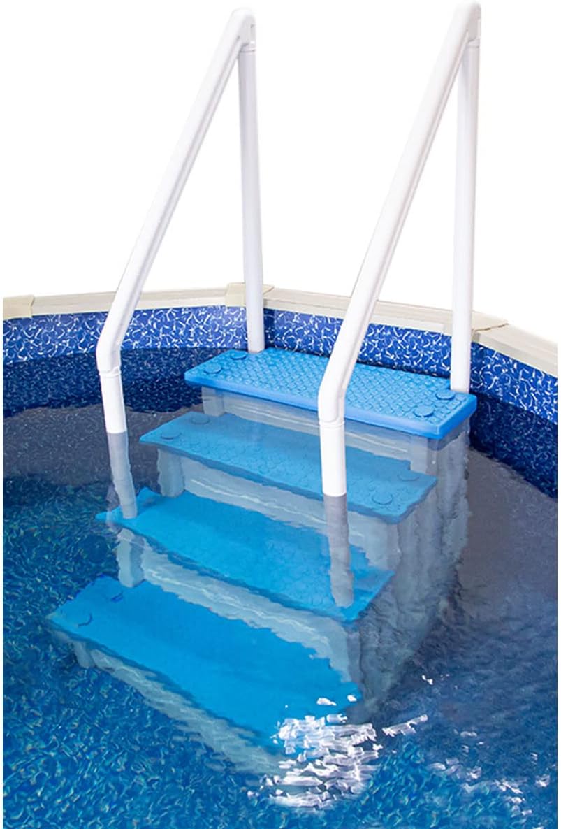 2026 Select Anti-Slip in-Pool Steps | Gray | for Above Ground Swimming Pools | Can Mount to Decks 48′′ to 54′′ H | Safety Stairs Capacity Up to 300 lbs